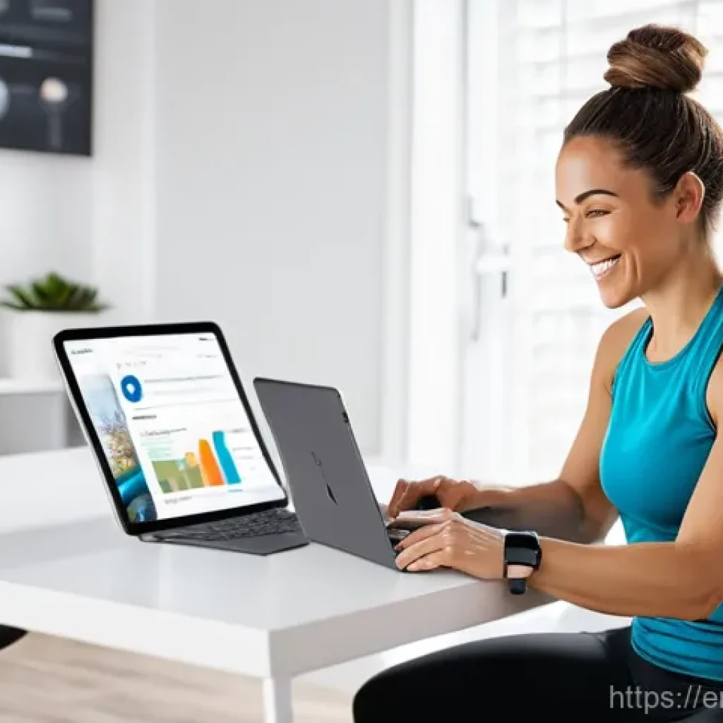 레저스포츠지도자 관련 블로그 및 정보 사이트 추천 - **Digital Presence & Online Brand:** A confident and modern female fitness instructor, early 30s, wi...