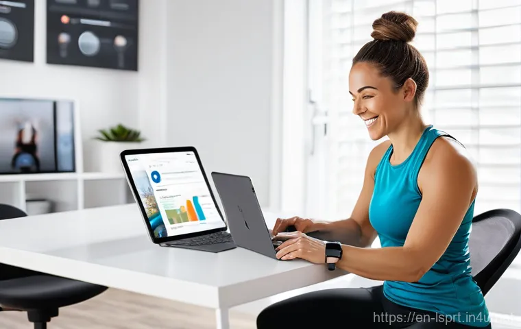 레저스포츠지도자 관련 블로그 및 정보 사이트 추천 - **Digital Presence & Online Brand:** A confident and modern female fitness instructor, early 30s, wi...