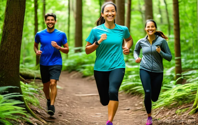 레저스포츠지도자 전문성과 시장 수요 분석 - **Experiential Outdoor Fitness Adventure**
A diverse group of six adults (three men, three women...