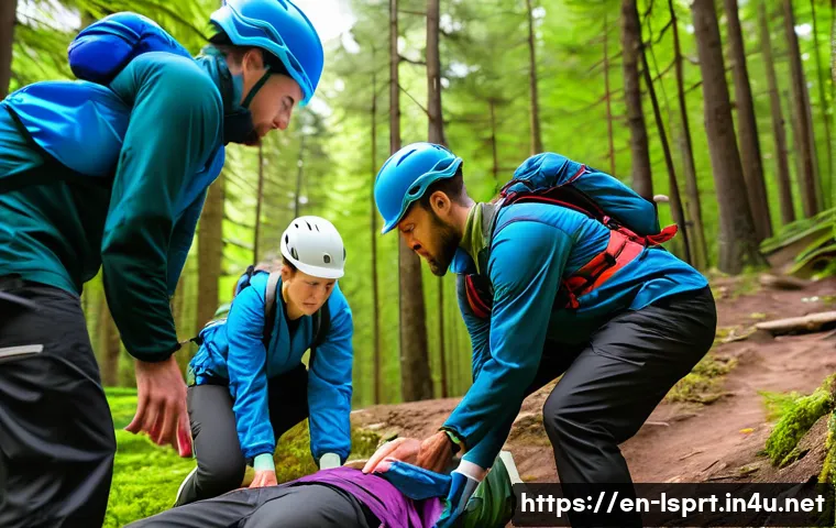 레저스포츠지도자 실기시험의 최신 출제 경향 - A dynamic outdoor training scene showing a professional instructor calmly managing a simulated sudde...