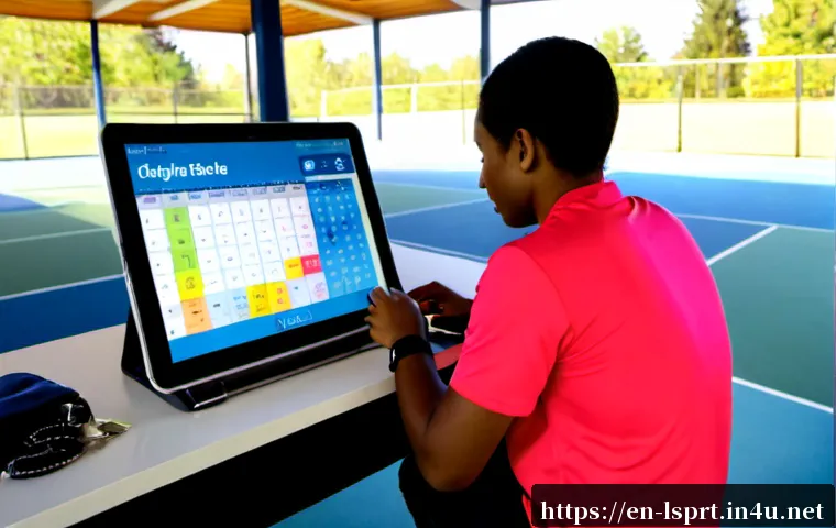 레저스포츠지도자 업무에서의 시간관리 도구 활용법 - Photorealistic leisure sports instructor at a sunlit community recreation center desk, reviewing a c...